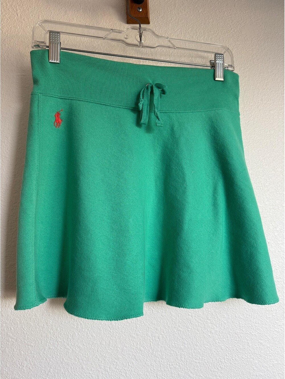 Polo Ralph Lauren Green Knit Sweatshirt Skater mini Skirt prep tenniscore